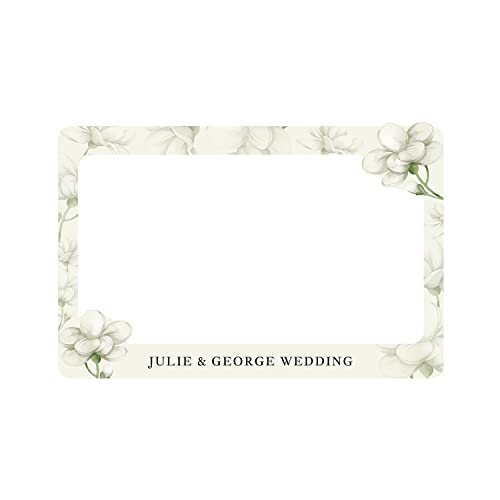 Personalized White Gardenia Wedding Photo Booth Frame Custom PVC Prop