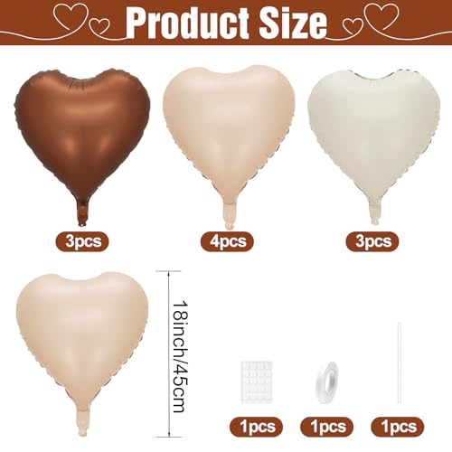 10Pcs Heart Foil Balloons