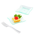 Disposable Dessert Plates and Cake Forks Set 200 Pcs Seagreen