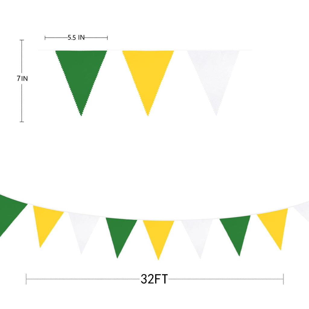 Fabric Triangle Pennant Banner Garland 10M 32Ft Yellow Green White