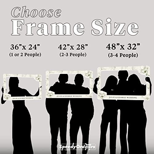 Personalized White Gardenia Wedding Photo Booth Frame Custom PVC Prop
