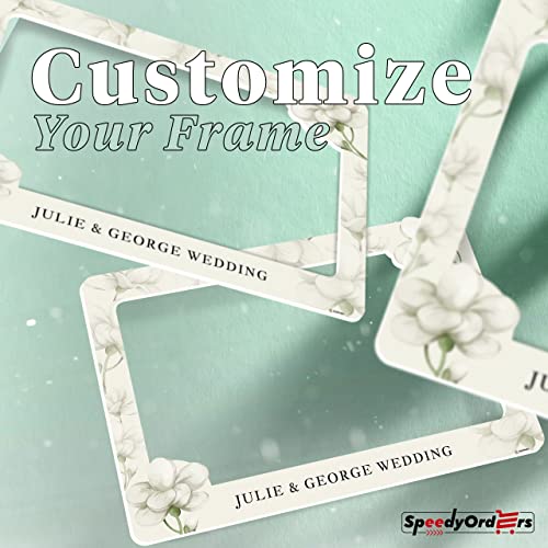 Personalized White Gardenia Wedding Photo Booth Frame Custom PVC Prop
