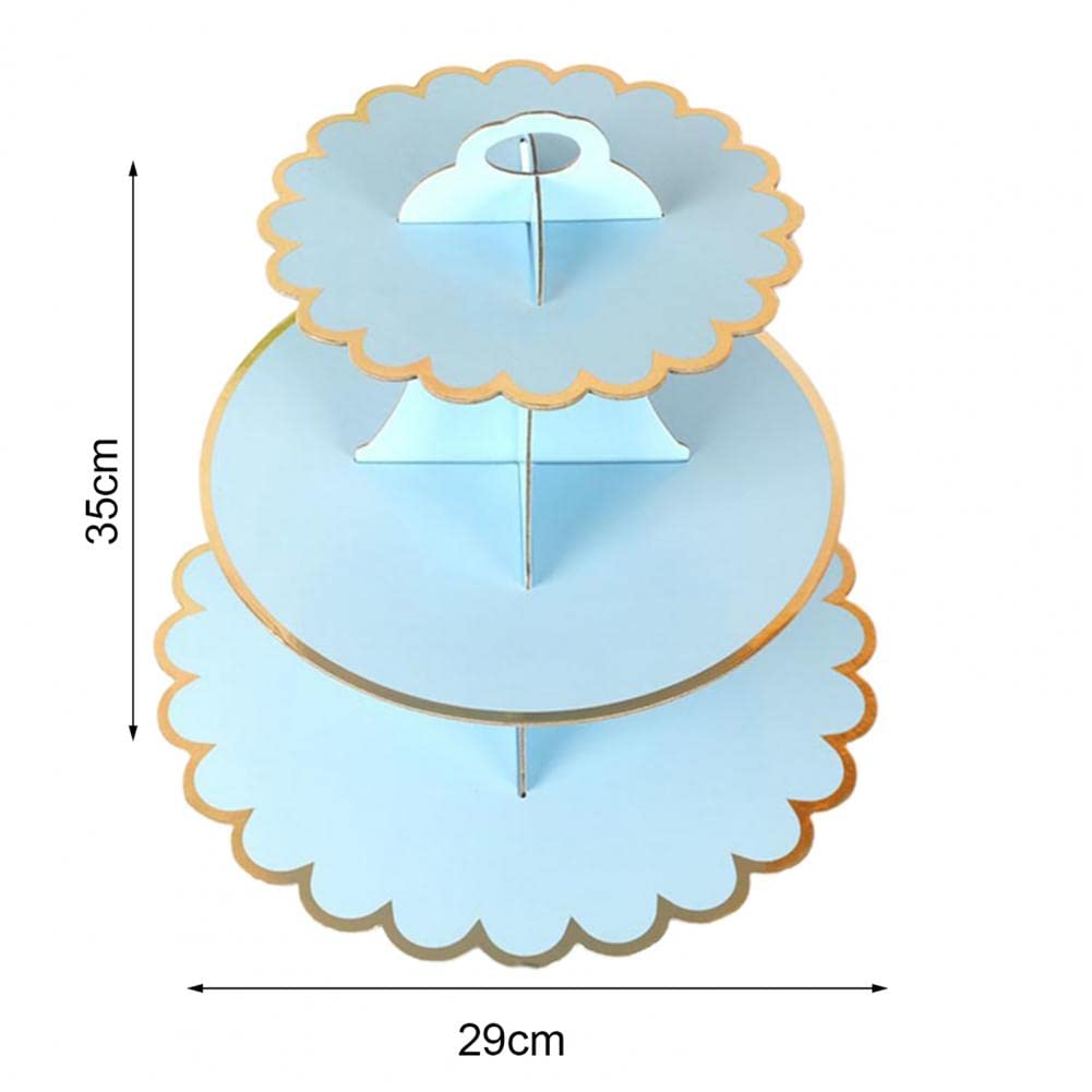 3 Layer Round Cupcake Stand Foldable Cardboard Dessert Display Stand