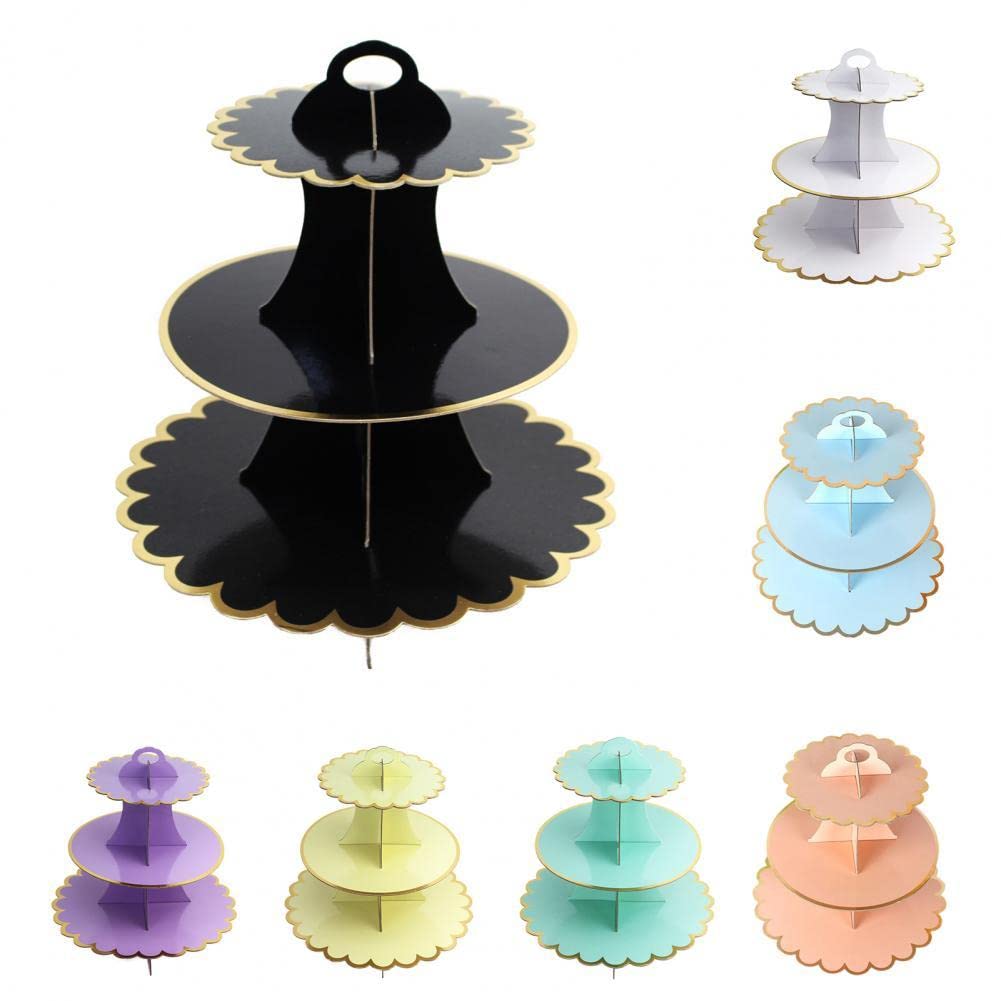 3 Layer Round Cupcake Stand Foldable Cardboard Dessert Display Stand