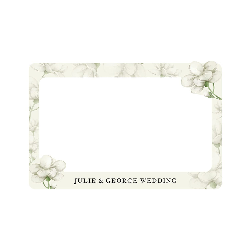 Personalized White Gardenia Wedding Photo Booth Frame Custom PVC Prop