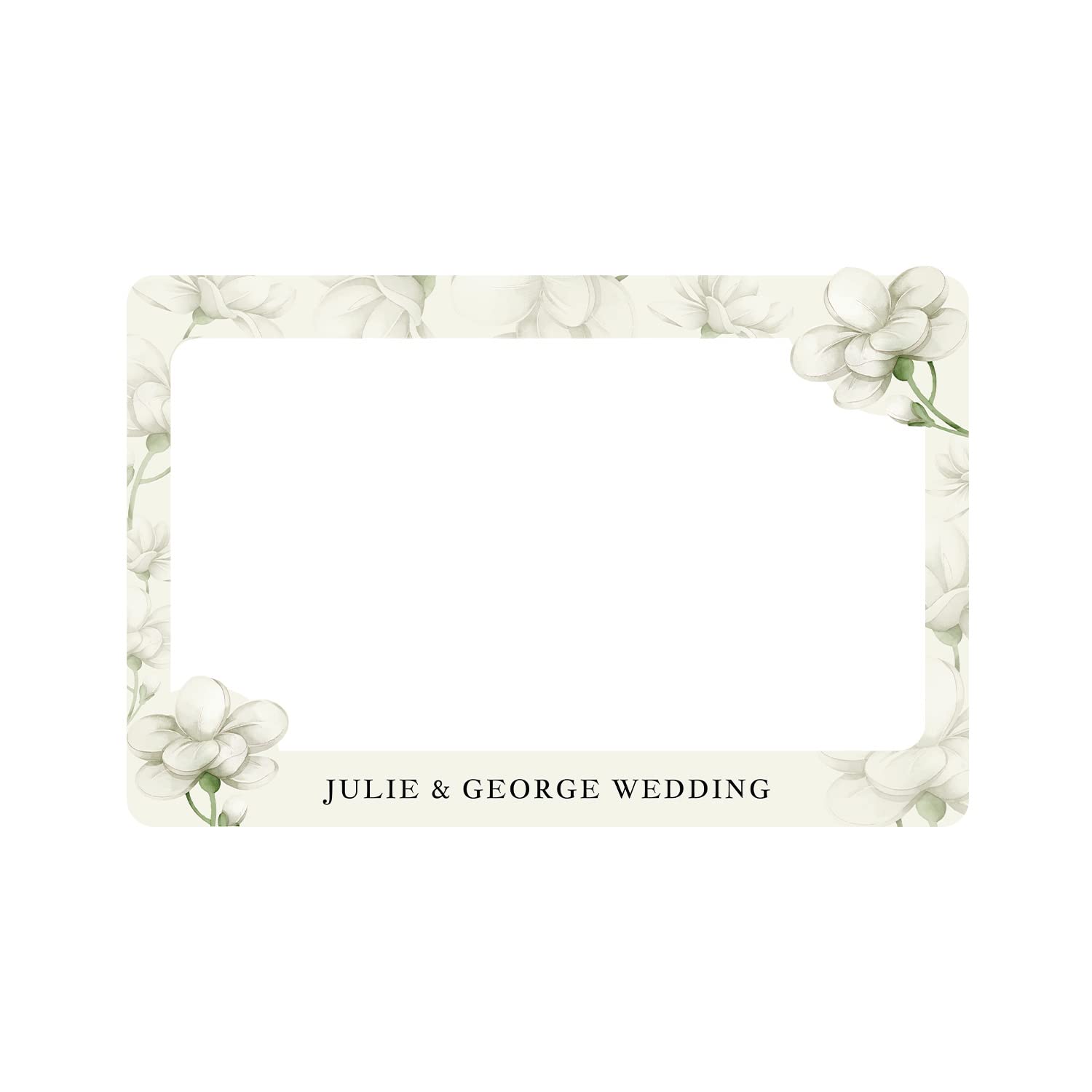 Personalized White Gardenia Wedding Photo Booth Frame Custom PVC Prop