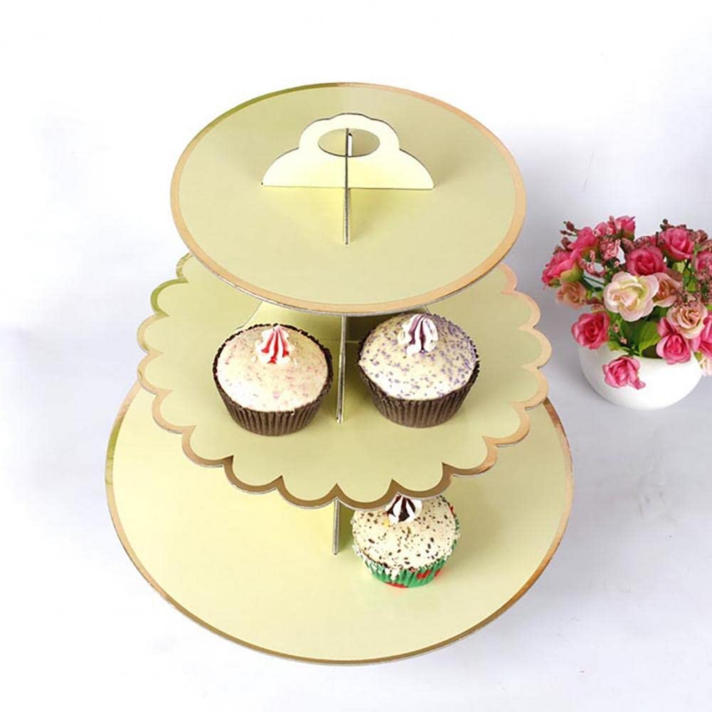 3 Layer Round Cupcake Stand Foldable Cardboard Dessert Display Stand