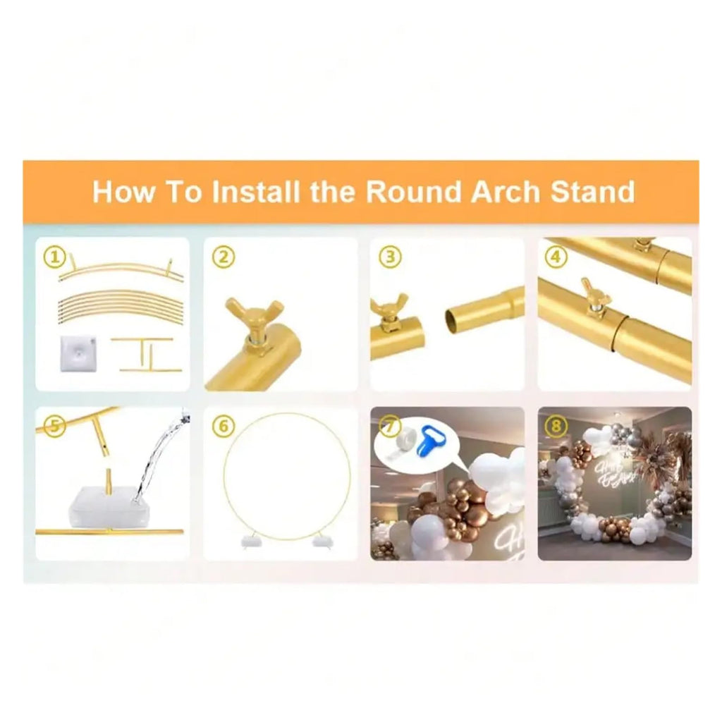 Round Balloon Arch Stand Kit Metal Circle Backdrop Stand with Storage Bag