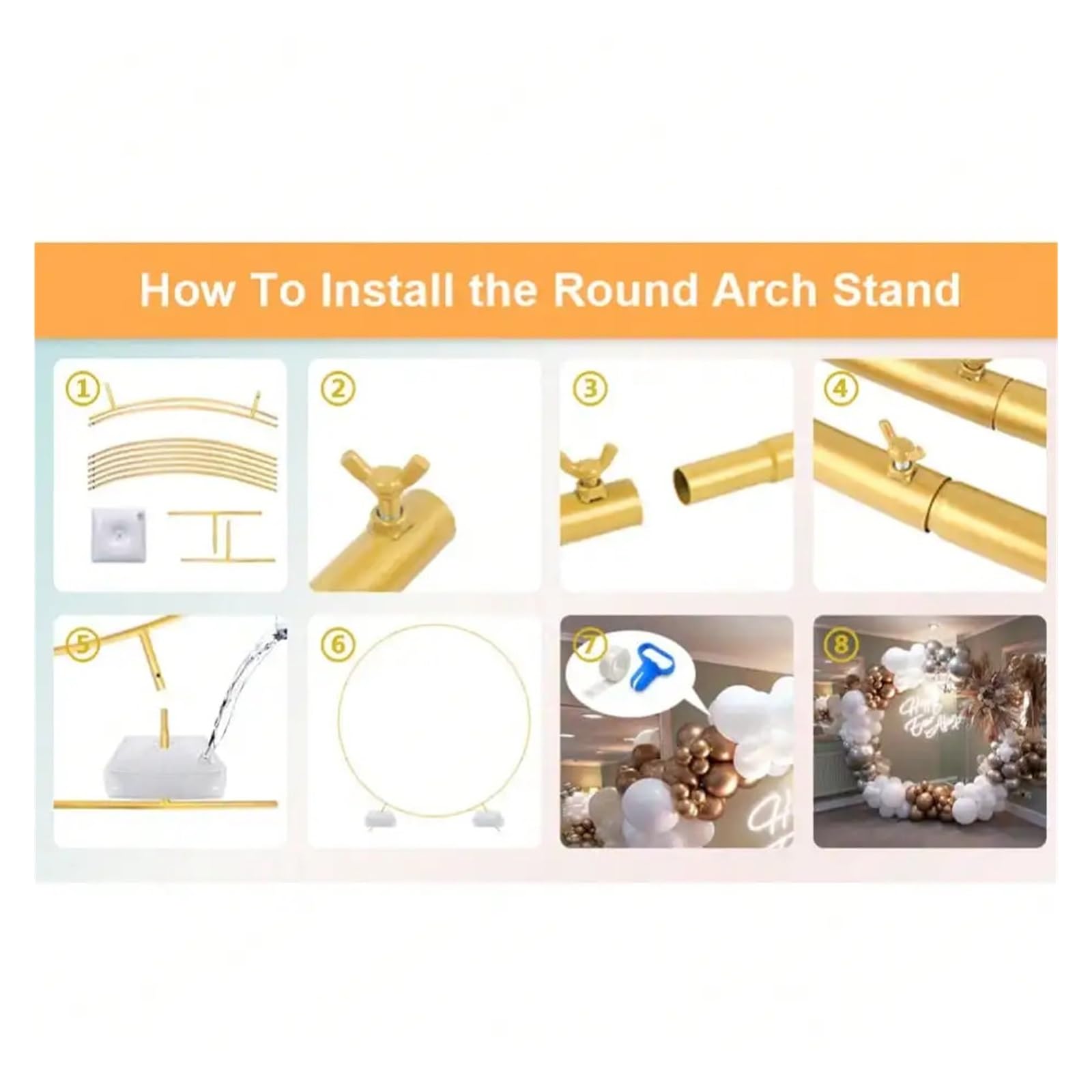 Round Balloon Arch Stand Kit Metal Circle Backdrop Stand with Storage Bag