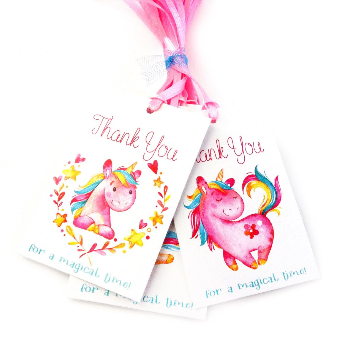 Unicorn Thank You Favor Tags, Magical Birthday Party Gift Tags, Set of 24