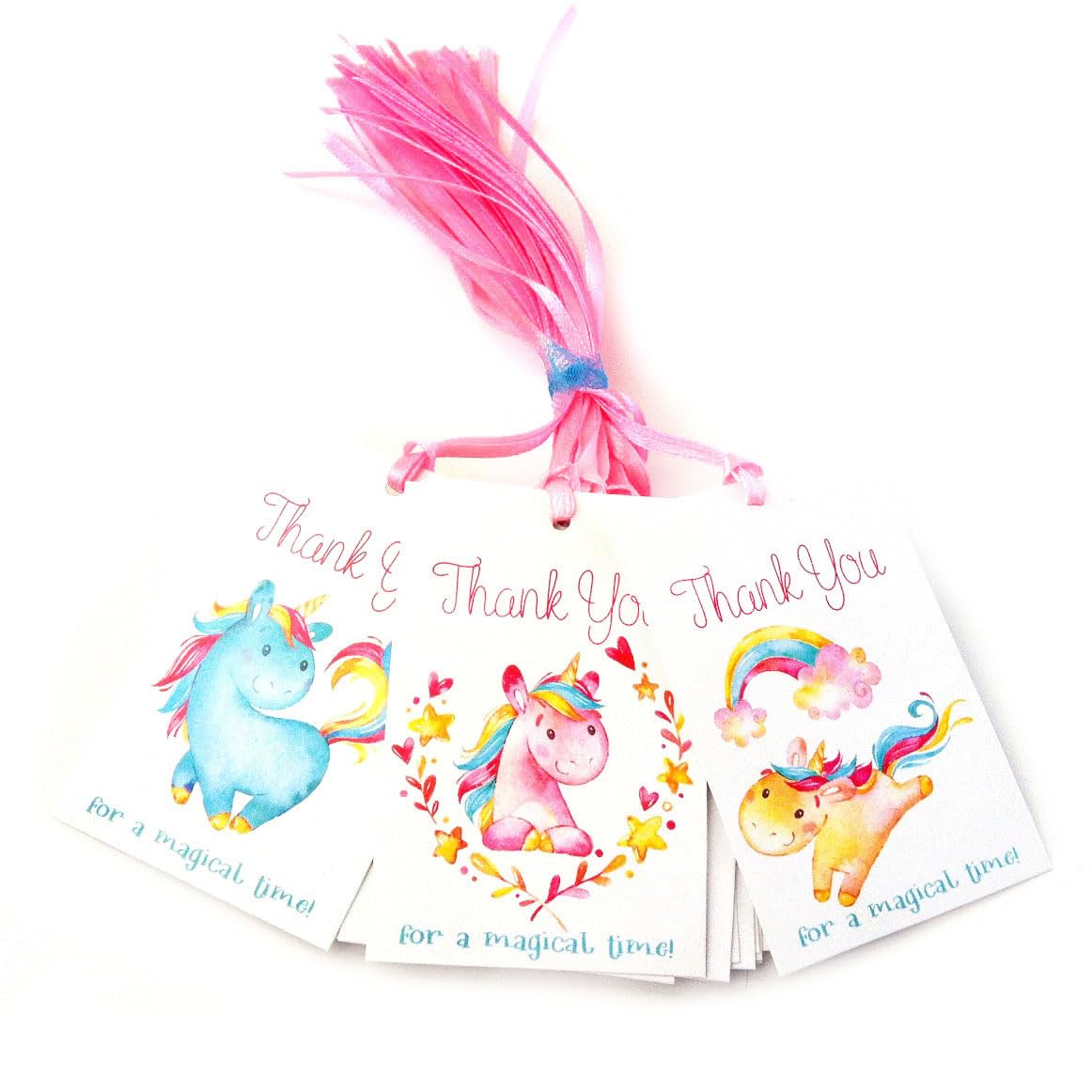 Unicorn Thank You Favor Tags, Magical Birthday Party Gift Tags, Set of 24