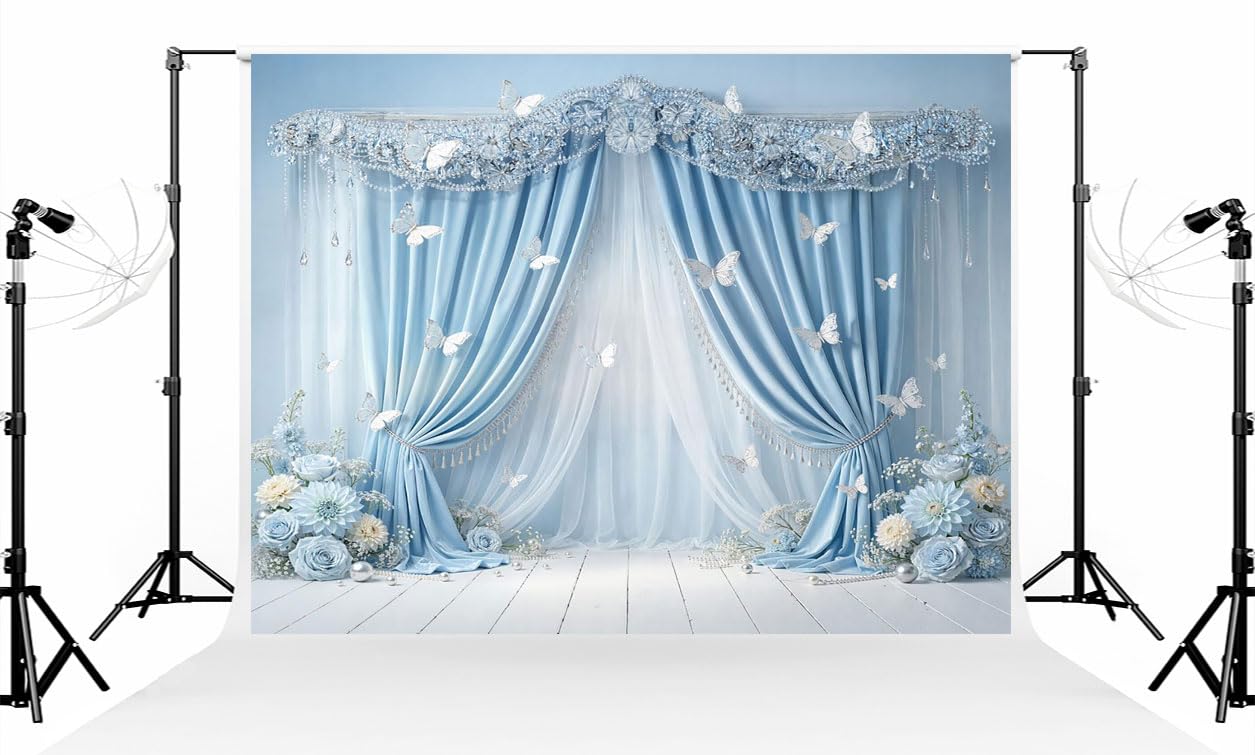 Butterfly Flower Curtain Backdrop 10 x 10Ft 3 x 3M Photography Background