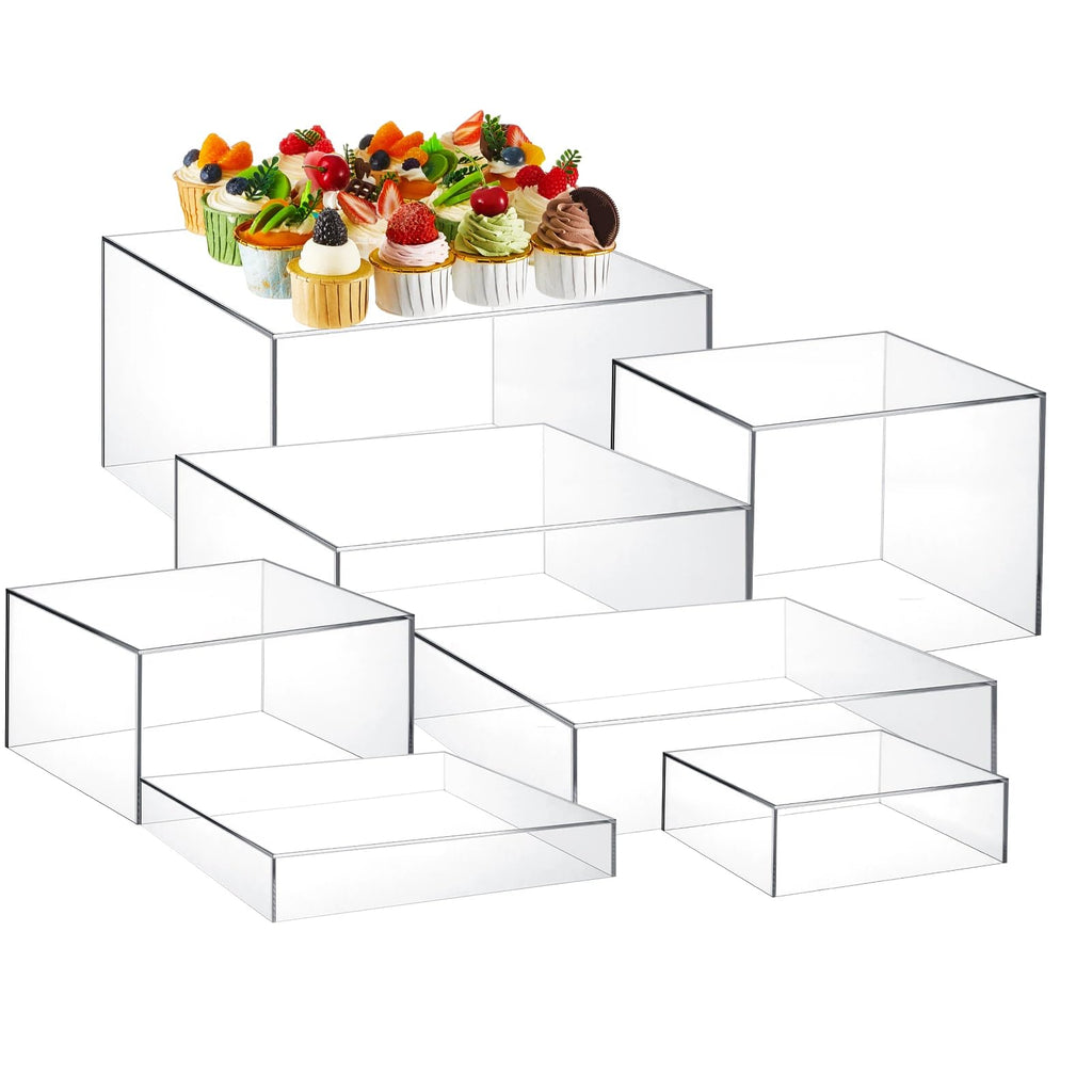 Acrylic Buffet Display Riser Set 7 Pcs Dessert Table Stand