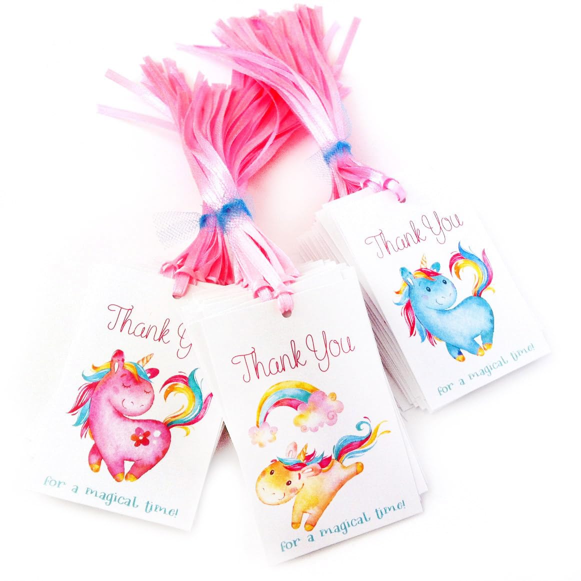 Unicorn Thank You Favor Tags, Magical Birthday Party Gift Tags, Set of 24