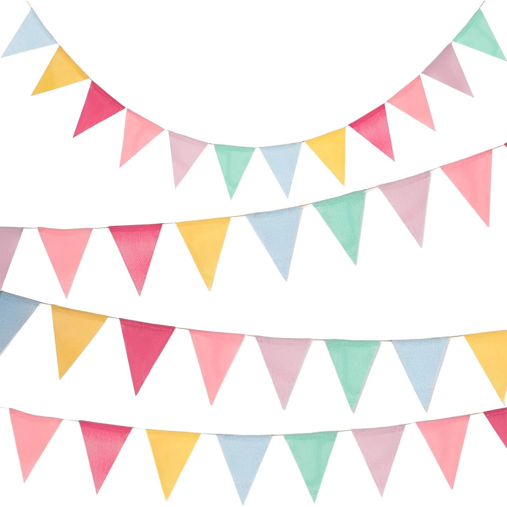 Pastel Fabric Triangle Pennant Banner Garland 20 Pack 157.5 In 400 Cm