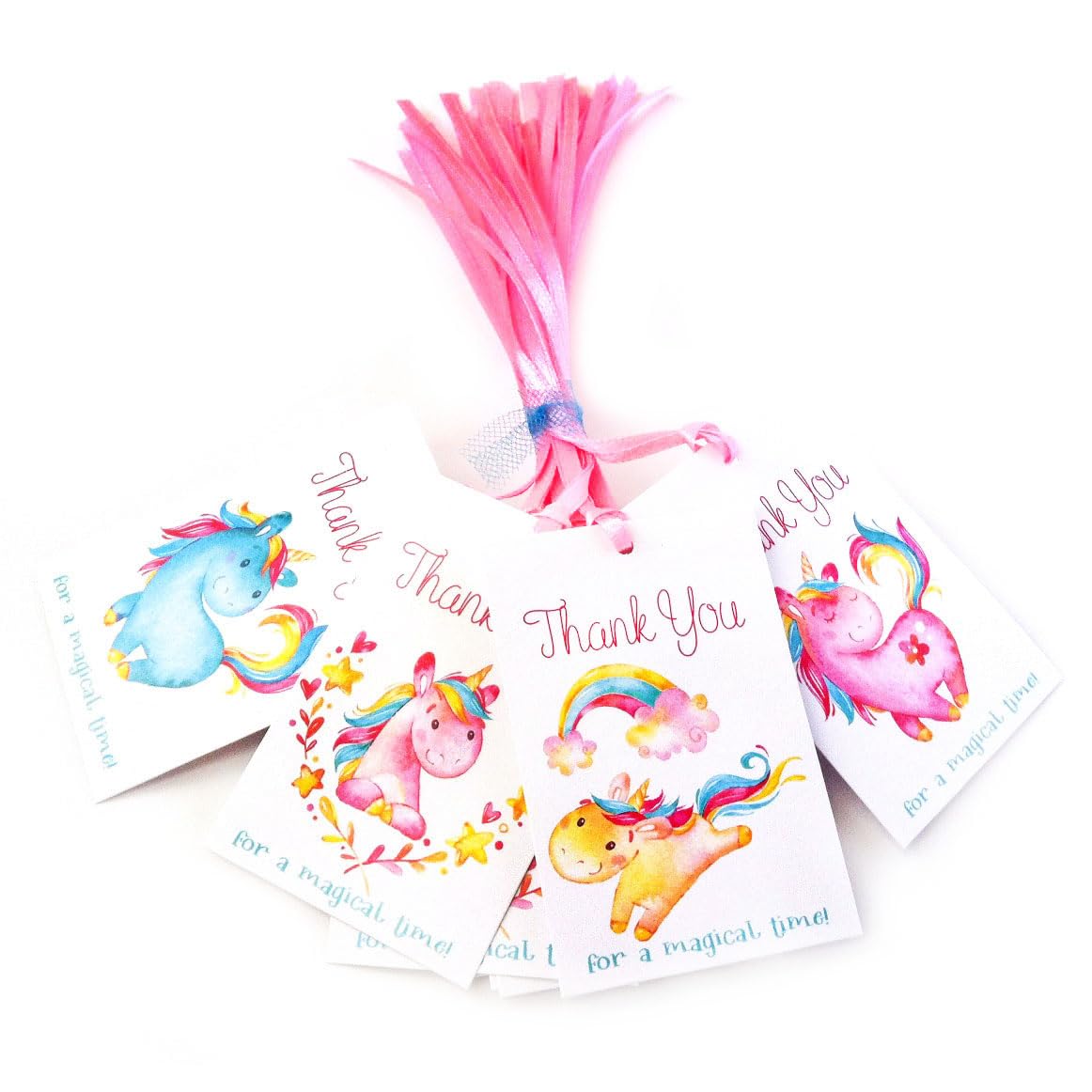Unicorn Thank You Favor Tags, Magical Birthday Party Gift Tags, Set of 24