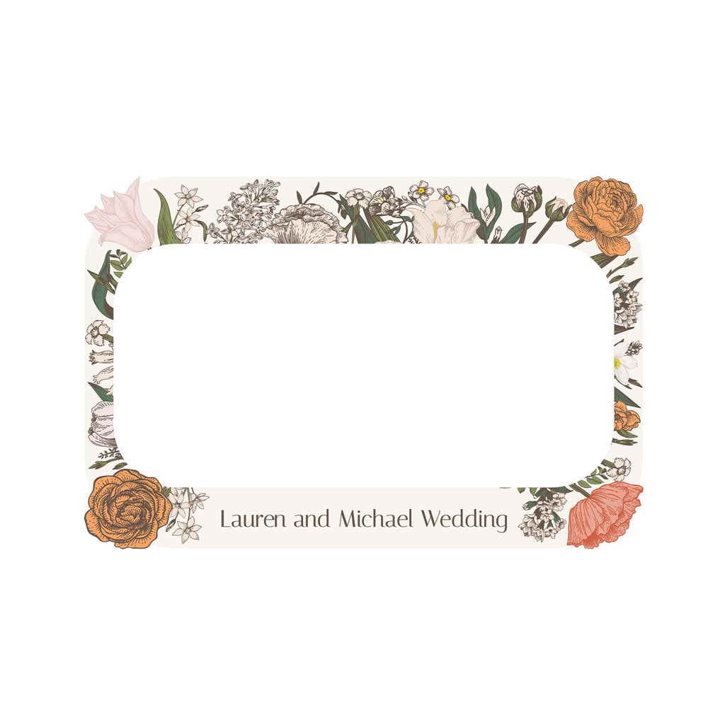 Personalized Floral Wedding Photo Booth Frame Custom PVC Photo Prop