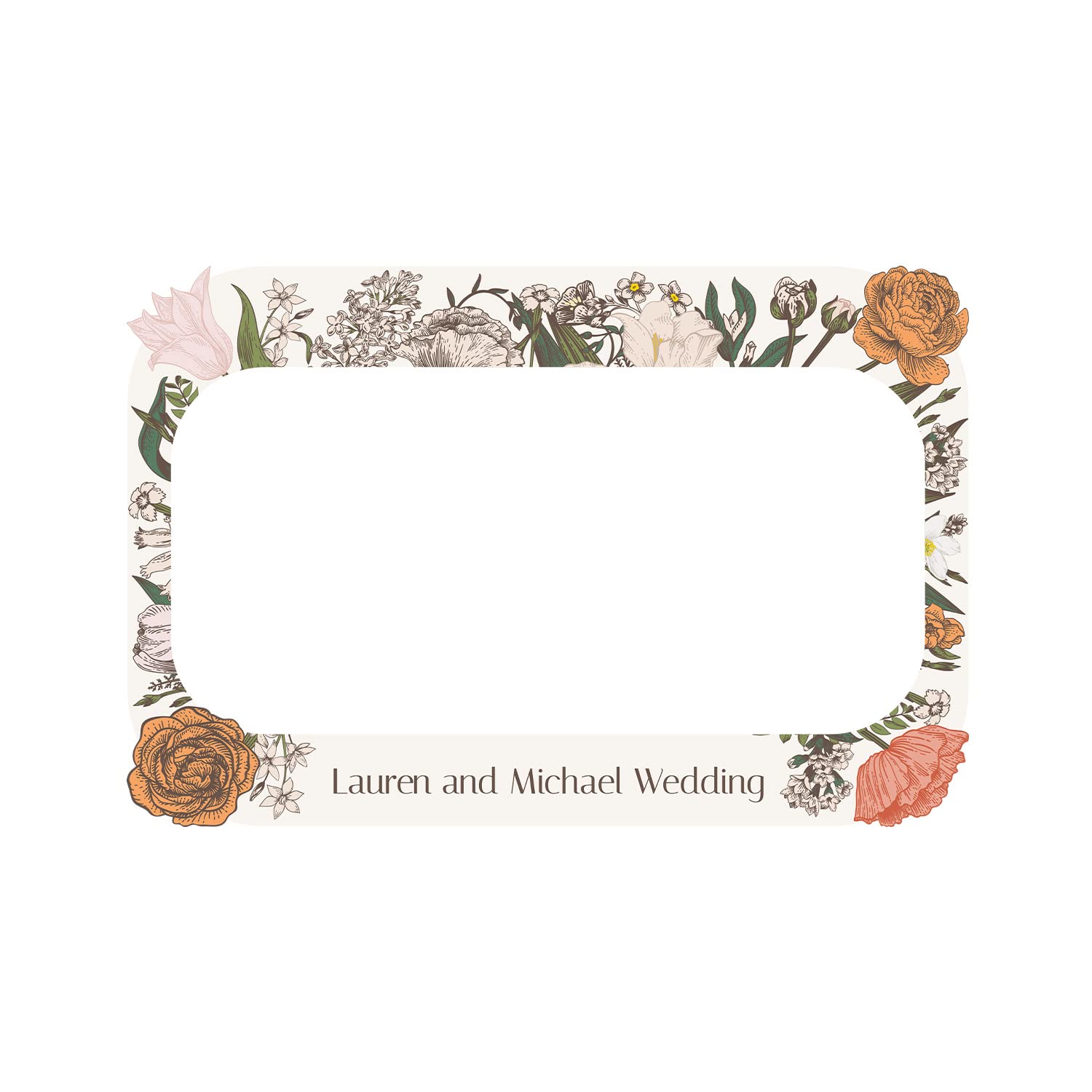 Personalized Floral Wedding Photo Booth Frame Custom PVC Photo Prop
