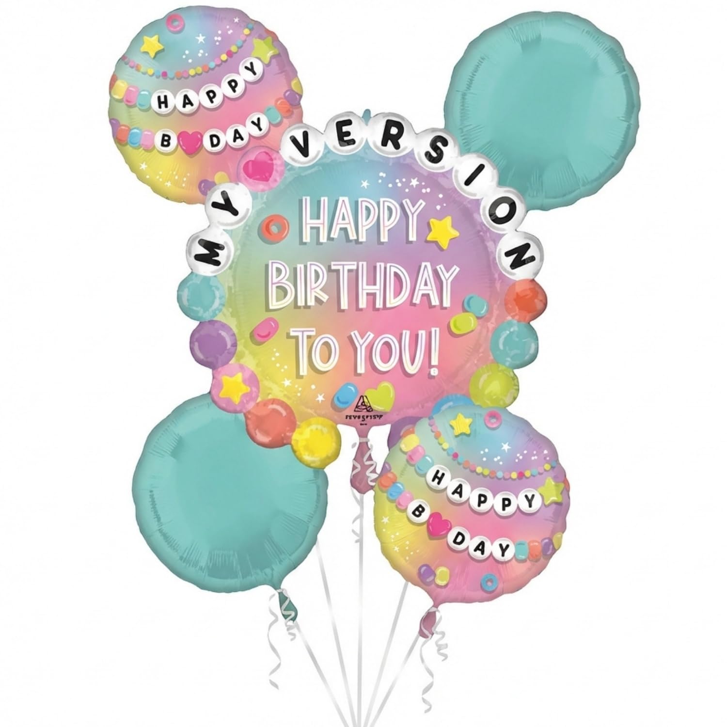 Happy Birthday Friendship Bracelet Mylar Balloon Bouquet 5 Piece Set