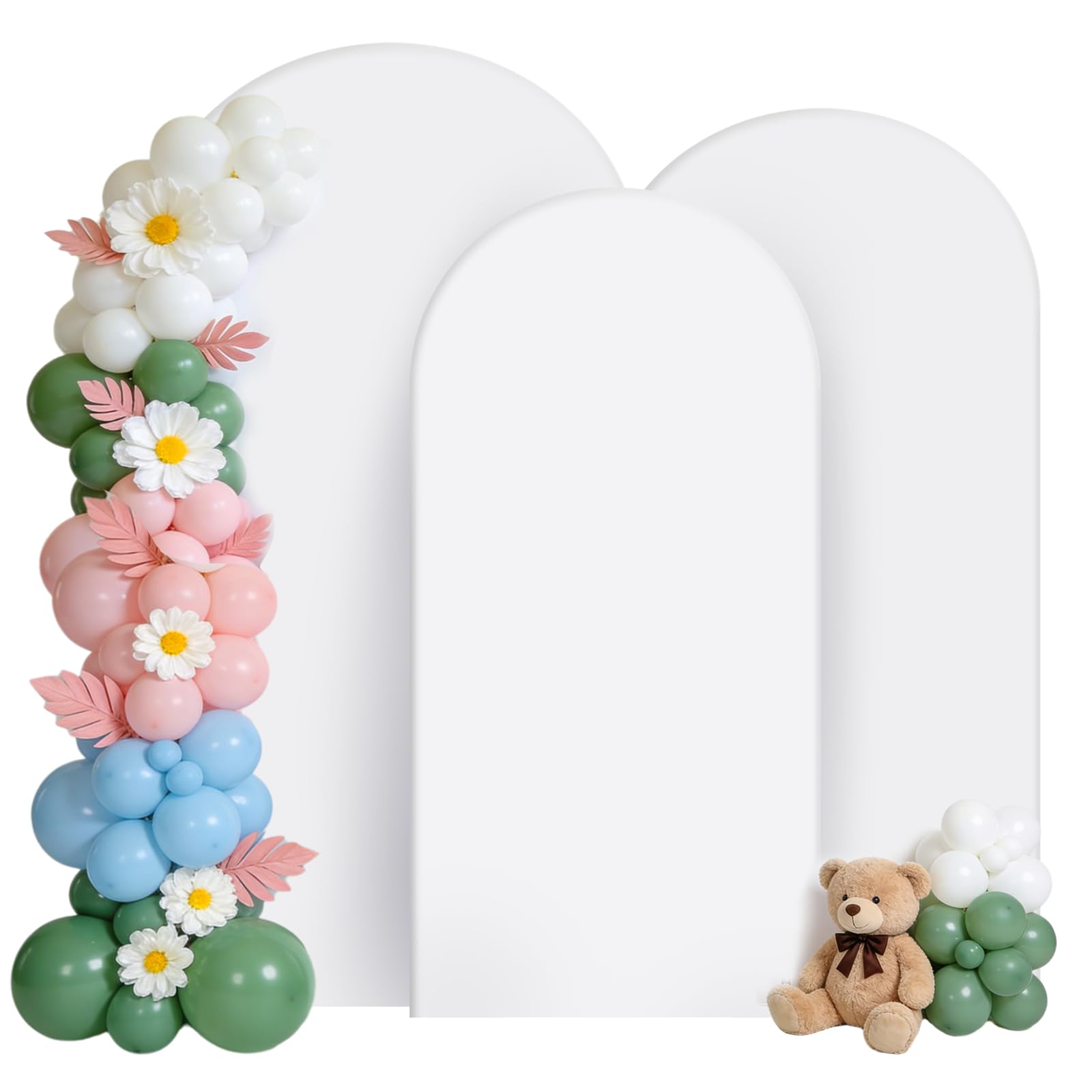 Metal Arch Backdrop Stand Set with White Cover 4Ft 5Ft 6Ft