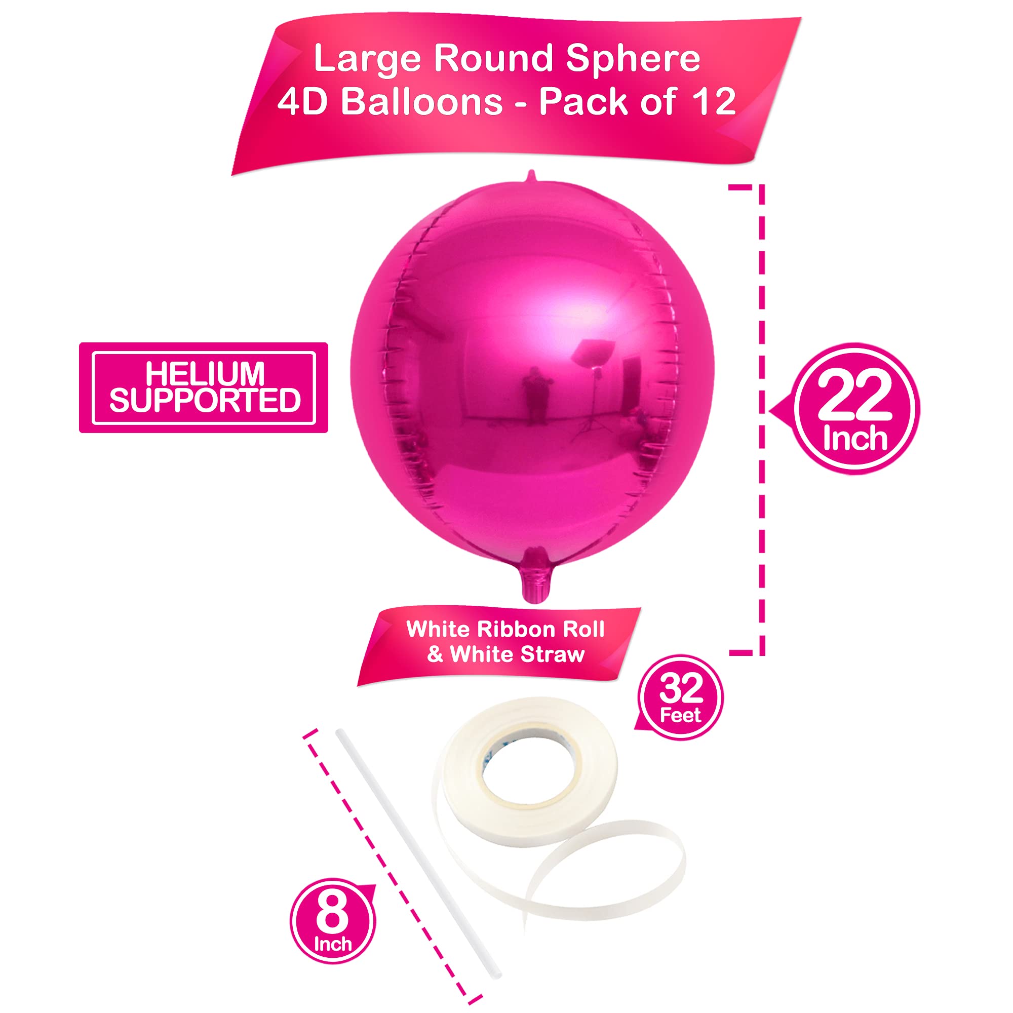 Hot Pink and Checkered Mylar Balloon Set 24 Pack Party Decoration