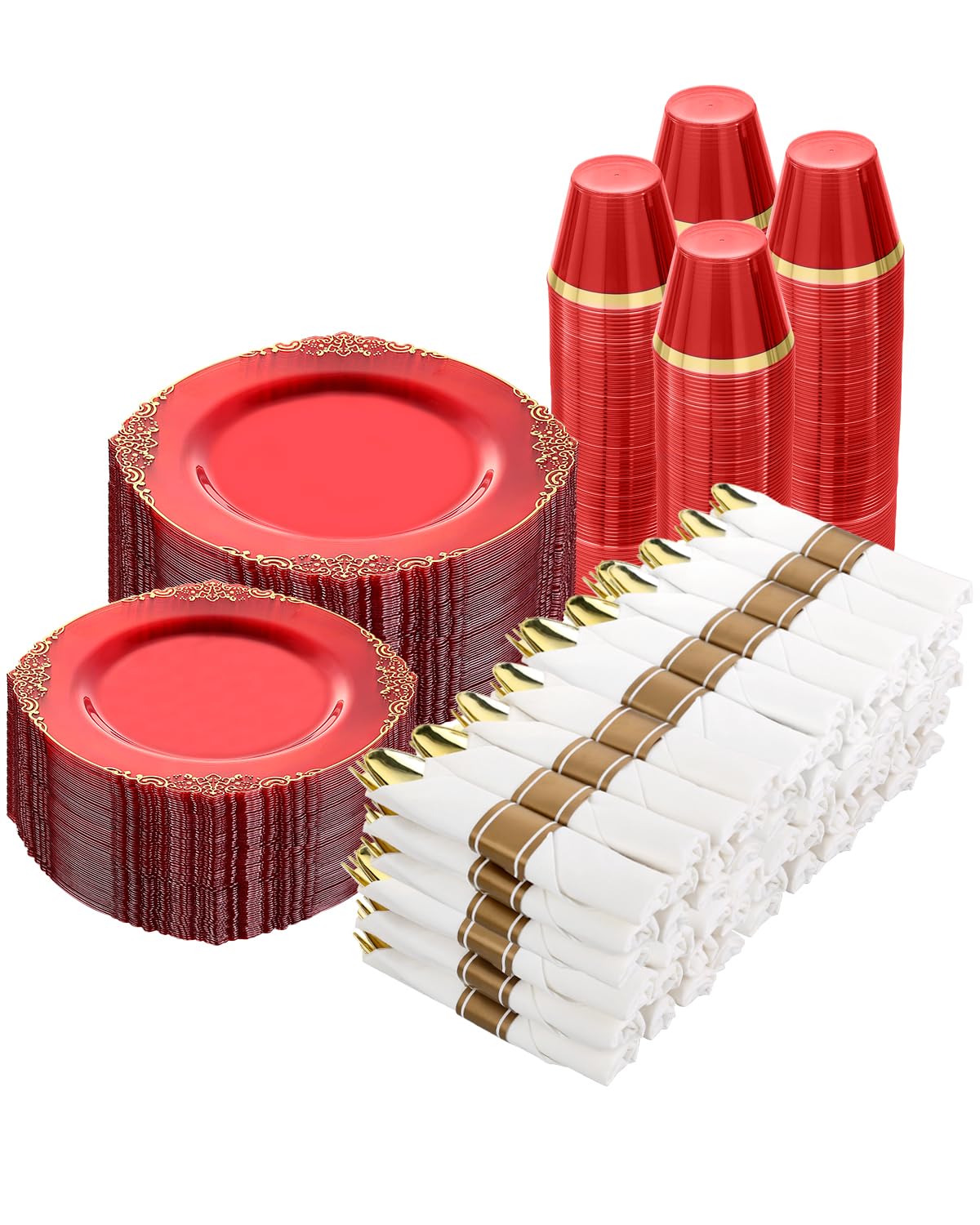 Goodluck Pre Rolled Plastic Dinnerware Set