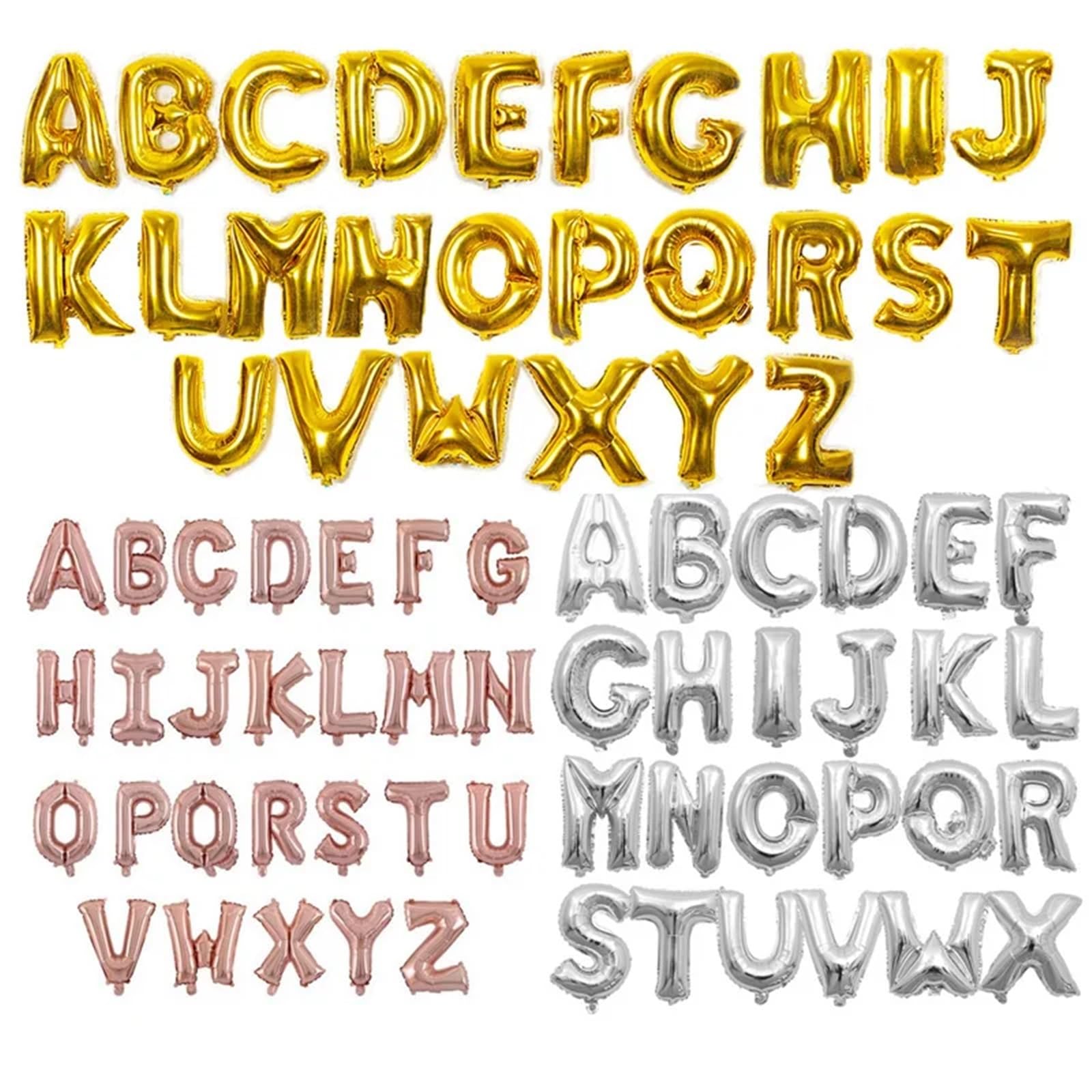 26Pcs Rose Gold Letter Balloons 16 Inch Foil Alphabet Number Party Decor