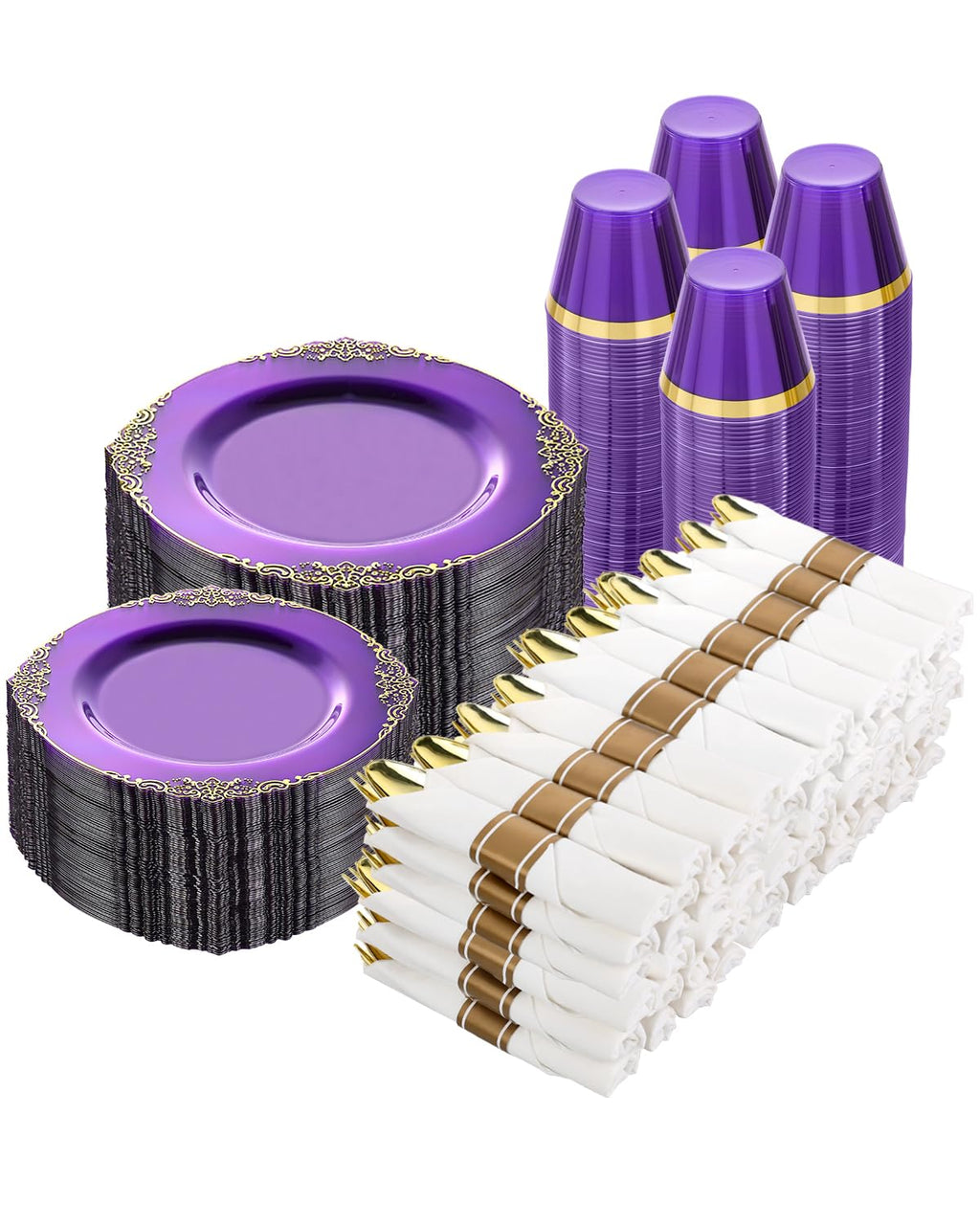 Goodluck Pre Rolled Plastic Dinnerware Set
