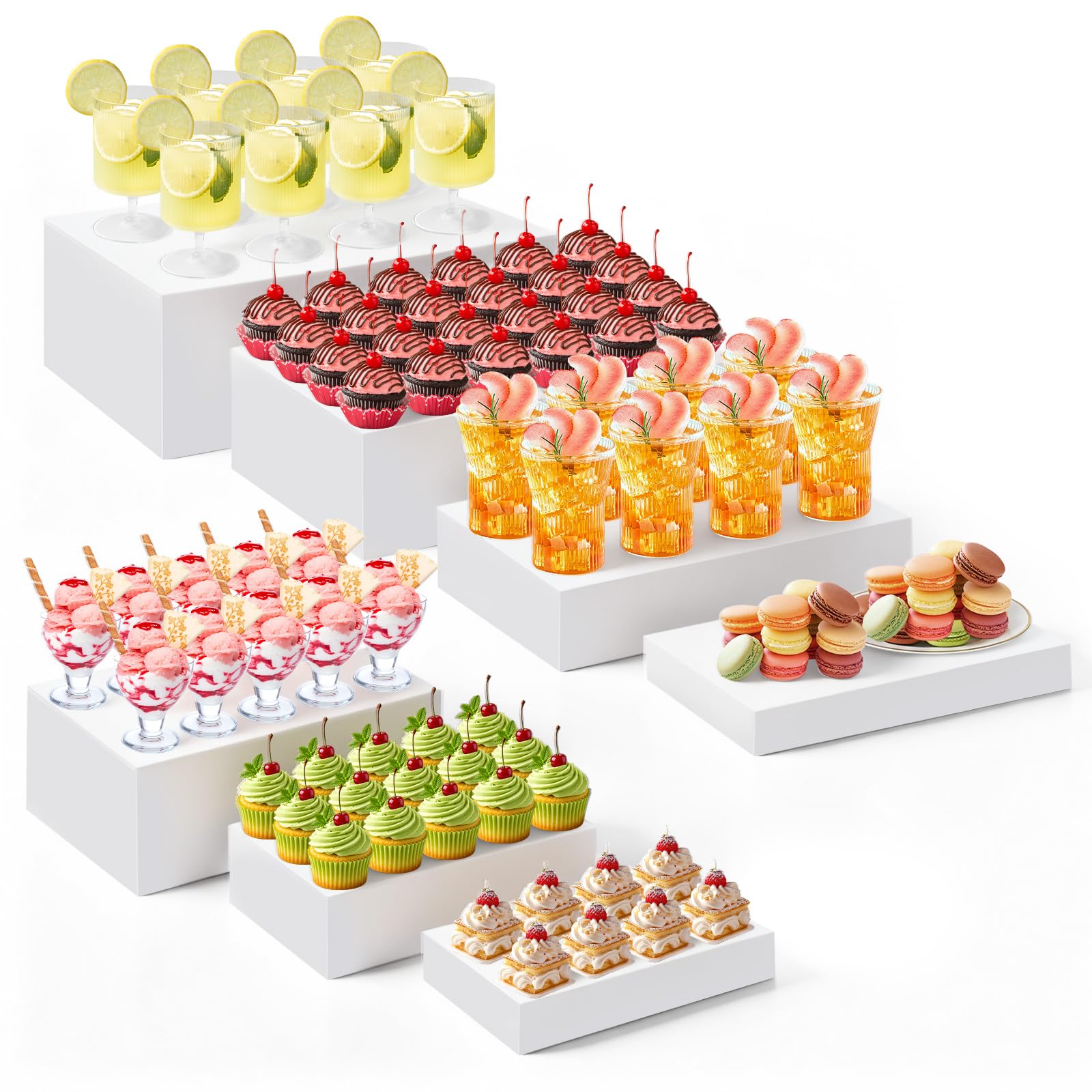Acrylic Buffet Display Riser Set 7 Pcs Dessert Table Stand