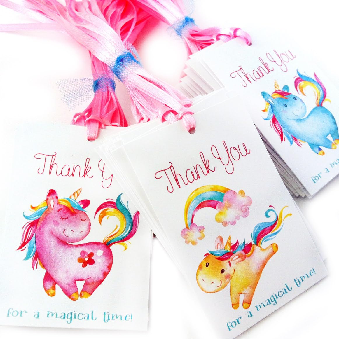 Unicorn Thank You Favor Tags, Magical Birthday Party Gift Tags, Set of 24