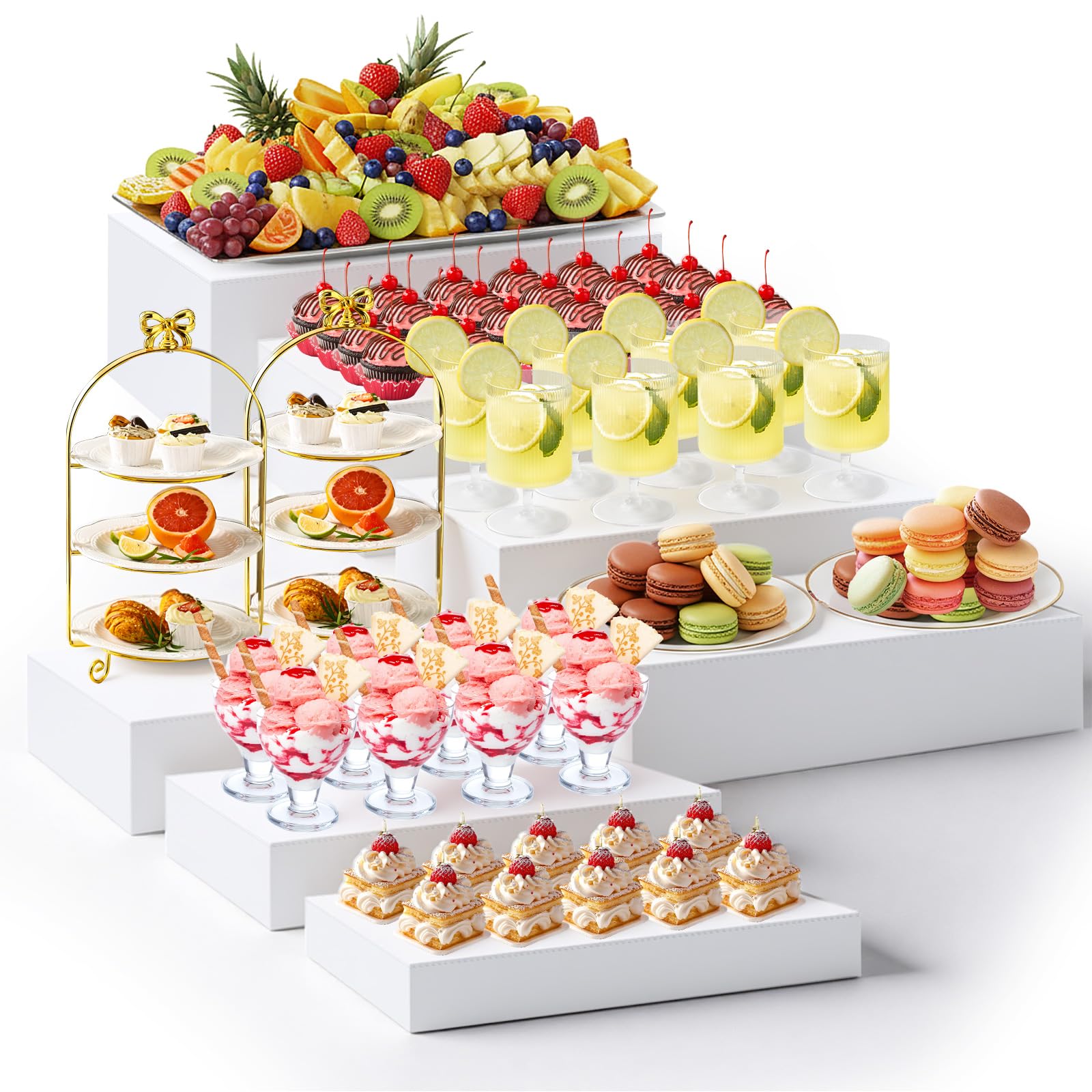Acrylic Buffet Display Riser Set 7 Pcs Dessert Table Stand