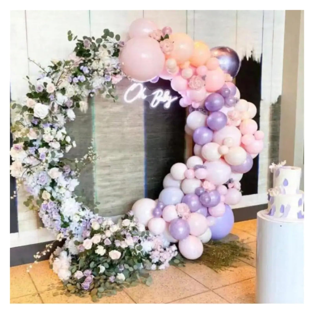 Round Balloon Arch Stand Kit Metal Circle Backdrop Stand with Storage Bag