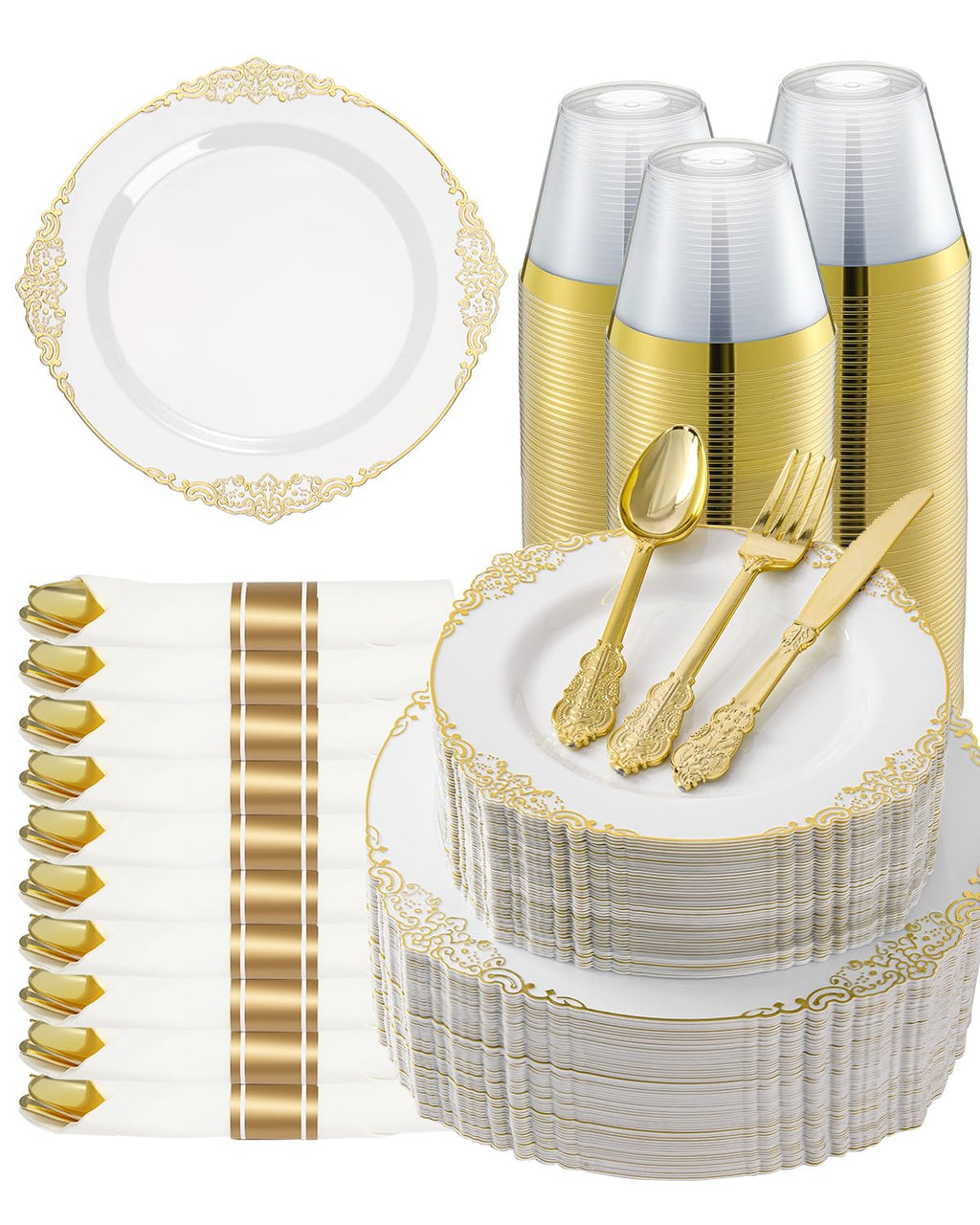 Goodluck Pre Rolled Plastic Dinnerware Set