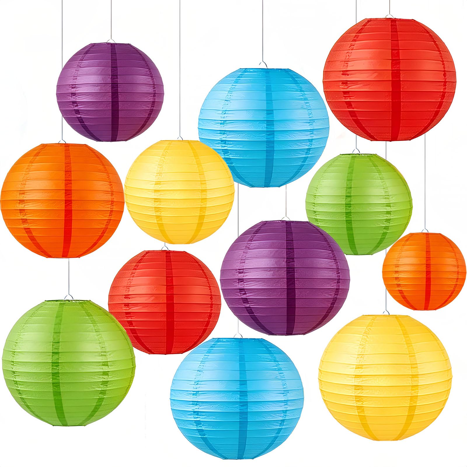 AimtoHome Paper Lanterns Set (12 Pcs) - 6/8/10 Inch