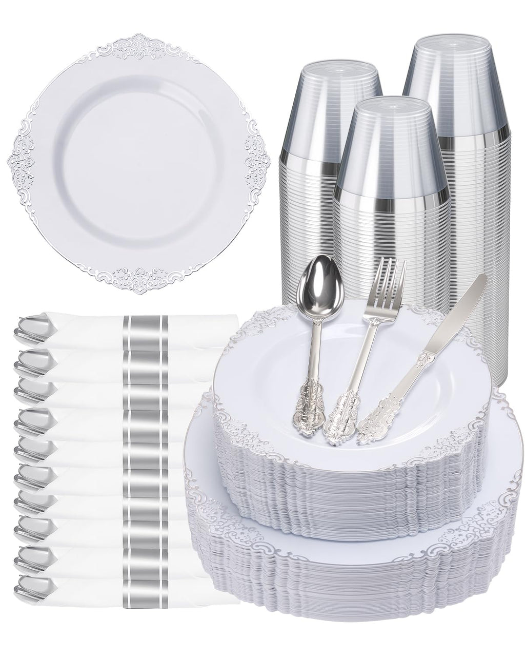 Goodluck Pre Rolled Plastic Dinnerware Set