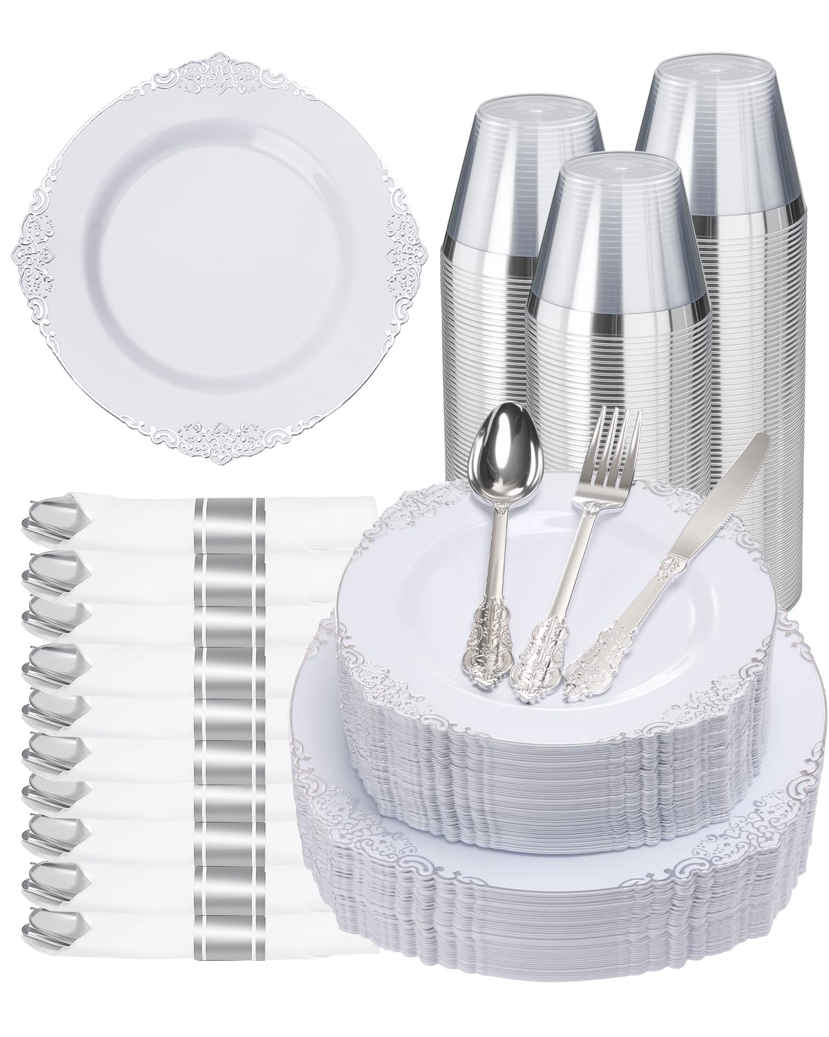 Goodluck Pre Rolled Plastic Dinnerware Set