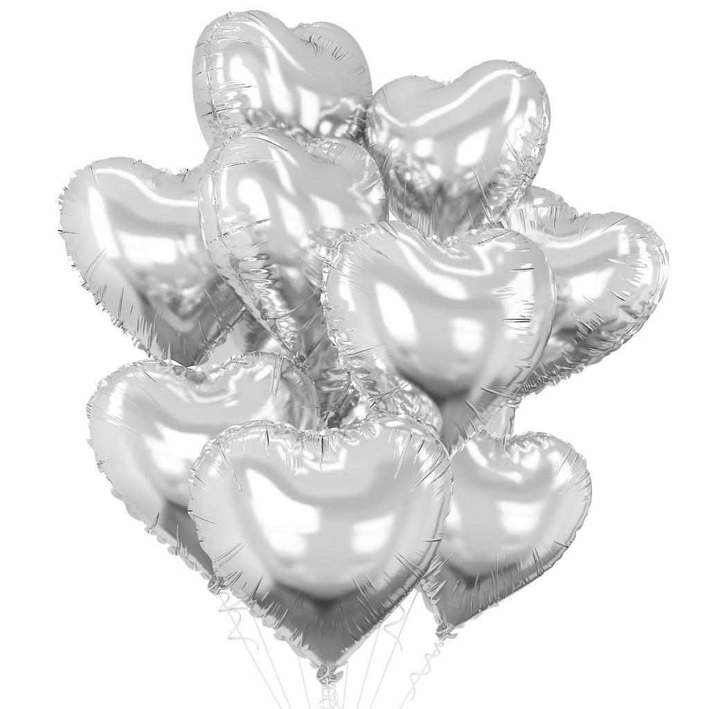 10Pcs Heart Foil Balloons