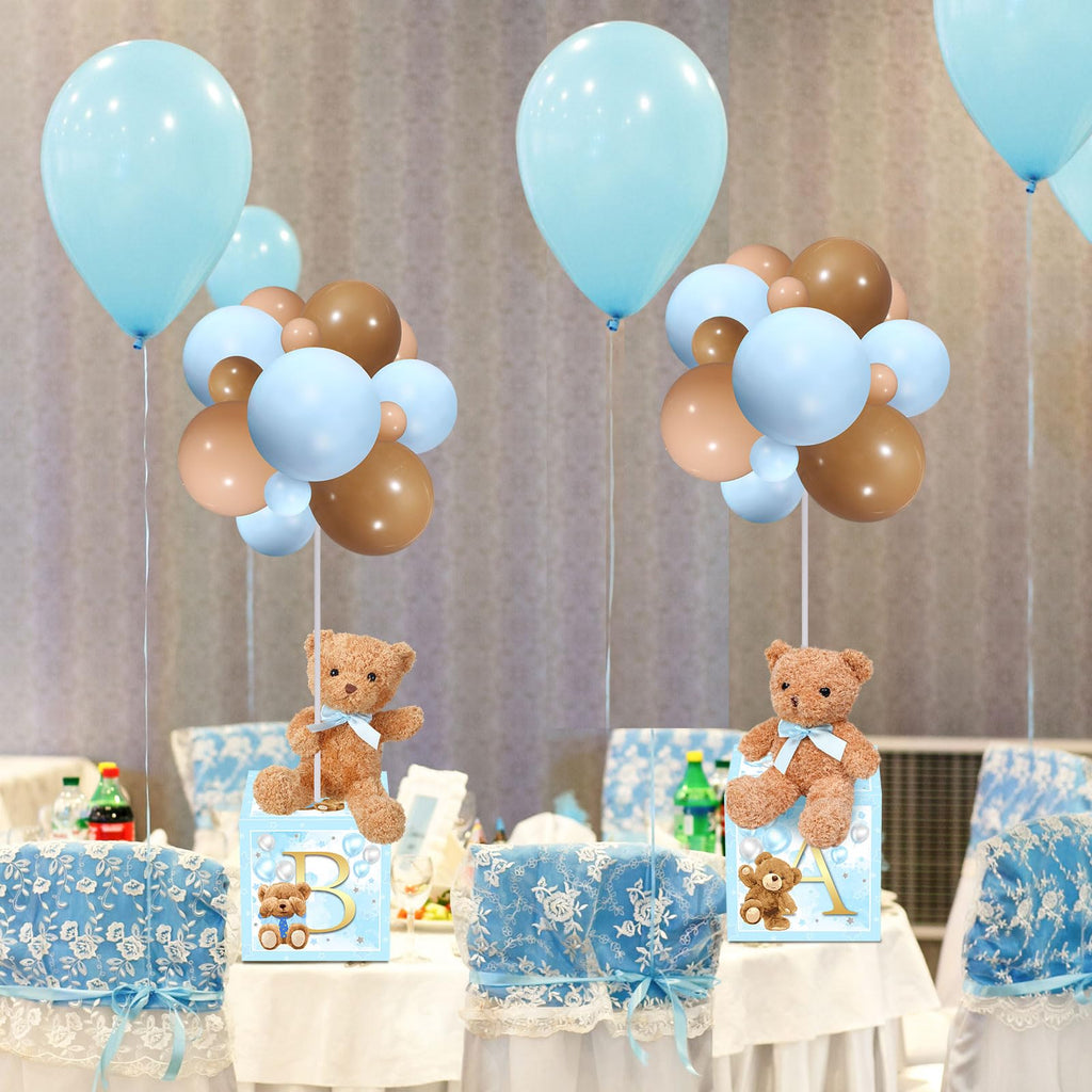 Baby Letter Box Decoration Set with Plush Bears and Balloon Stands 6 Piece Set