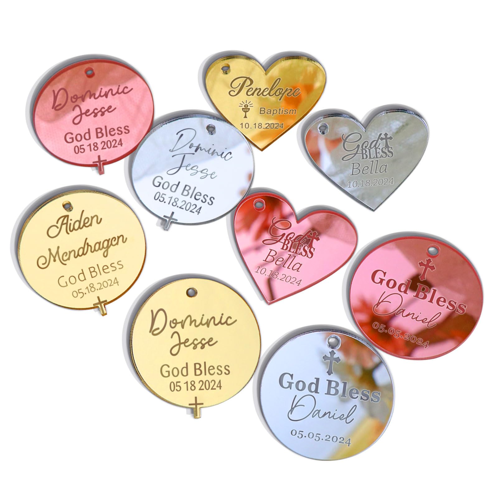 Personalized Acrylic Baptism Tags 30 Pack First Communion Party Favors