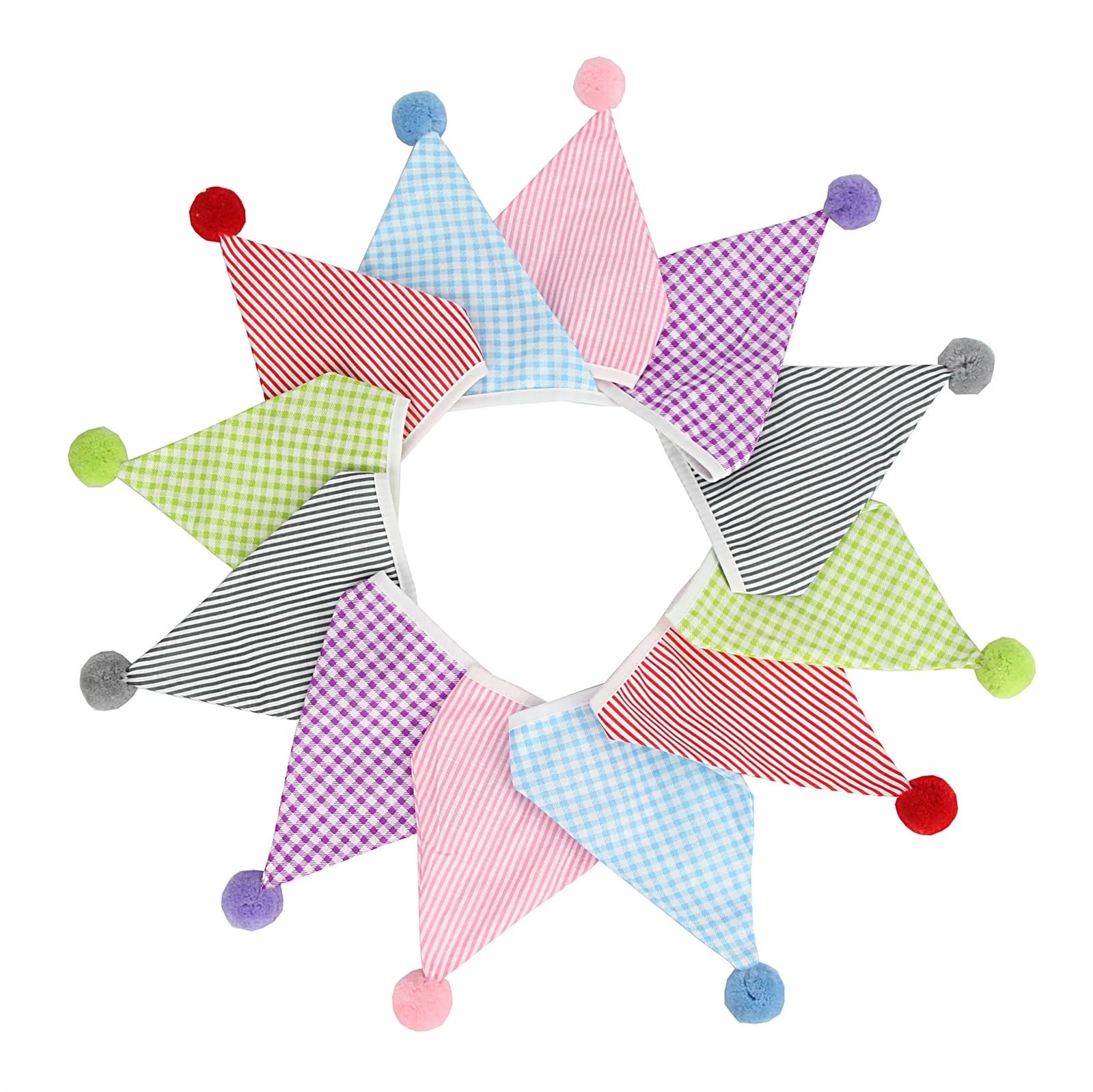 Multicolor Double Layer Triangle Bunting Banner 3.2M 12 Flags 17Cm