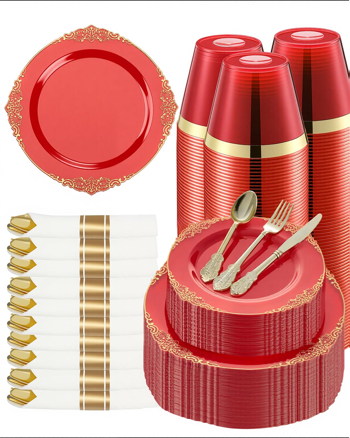 Goodluck Pre Rolled Plastic Dinnerware Set
