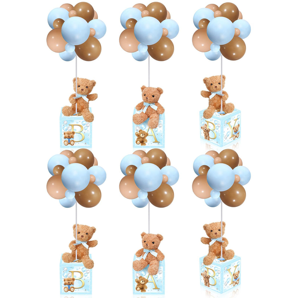 Baby Letter Box Decoration Set with Plush Bears and Balloon Stands 6 Piece Set