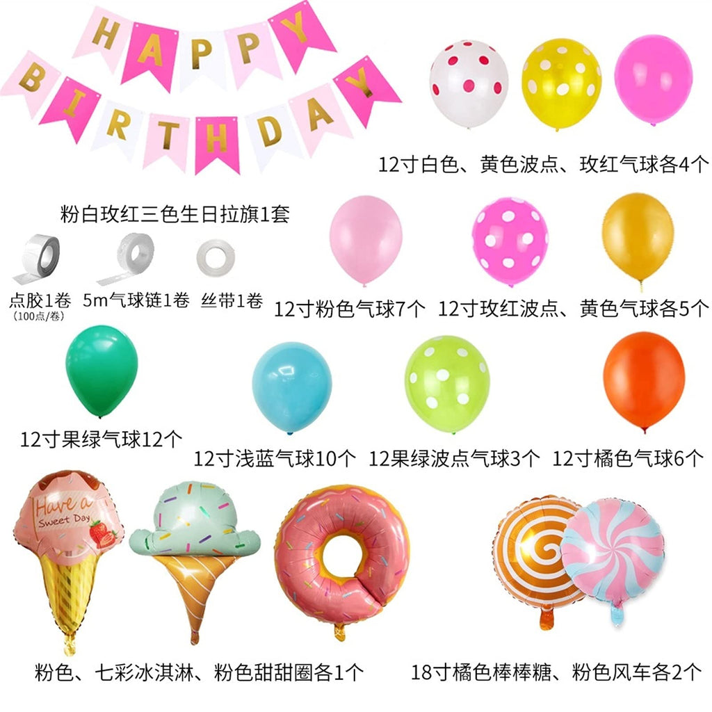 Birthday Balloon Decoration Kit with Foil Balloons Banner and Latex Balloons