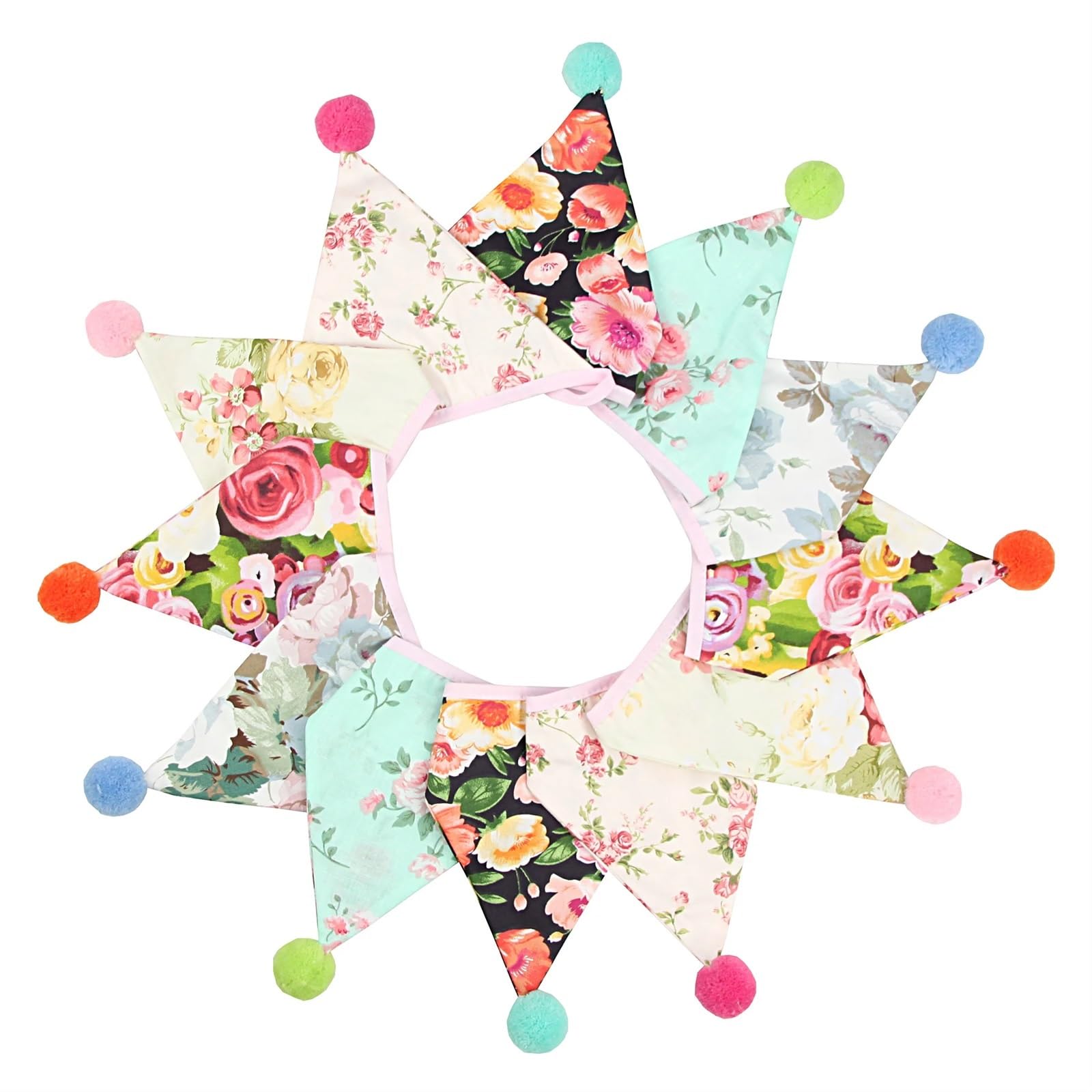 Multicolor Double Layer Triangle Bunting Banner 3.2M 12 Flags 17Cm