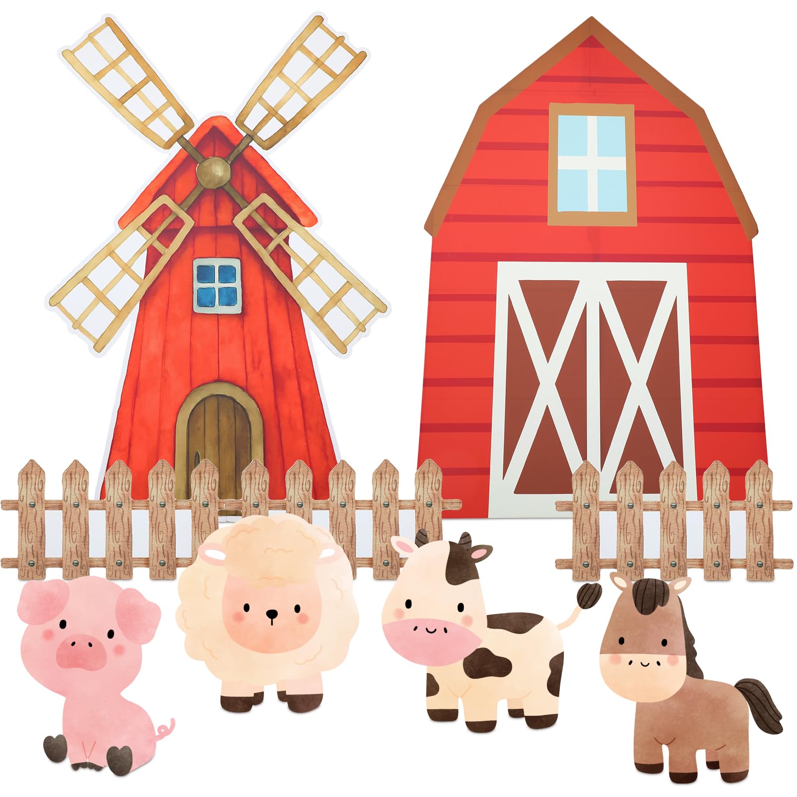 Honoson Large Farm Party Decorations Barn Cardboard Backdrop