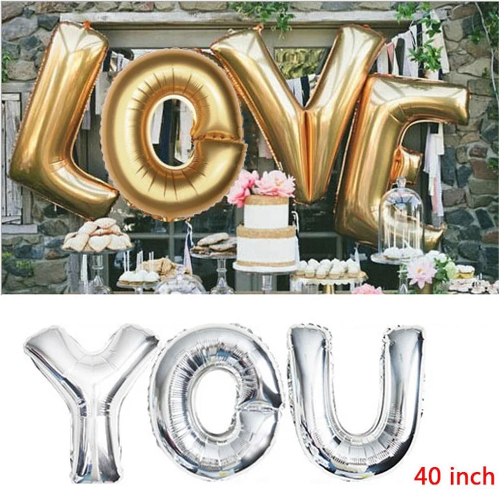 26Pcs Rose Gold Letter Balloons 16 Inch Foil Alphabet Number Party Decor