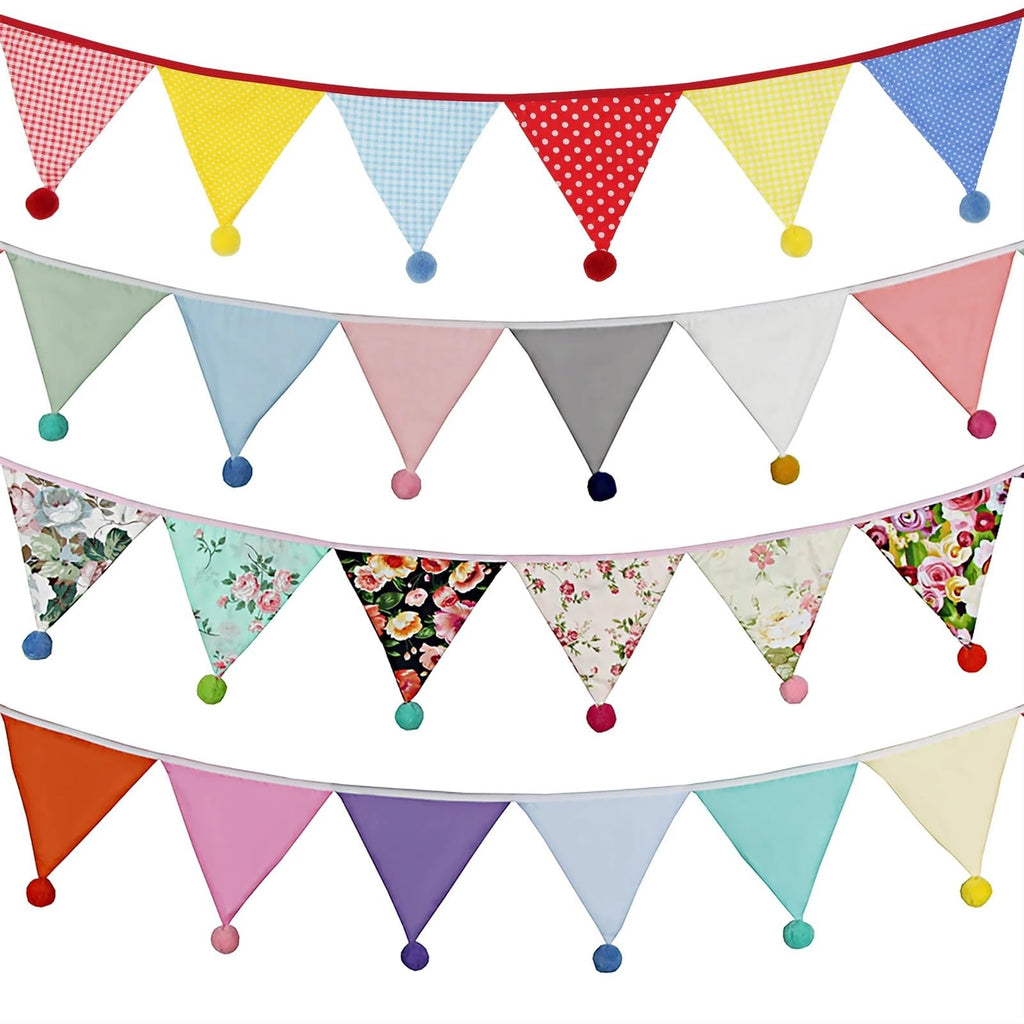 Multicolor Double Layer Triangle Bunting Banner 3.2M 12 Flags 17Cm
