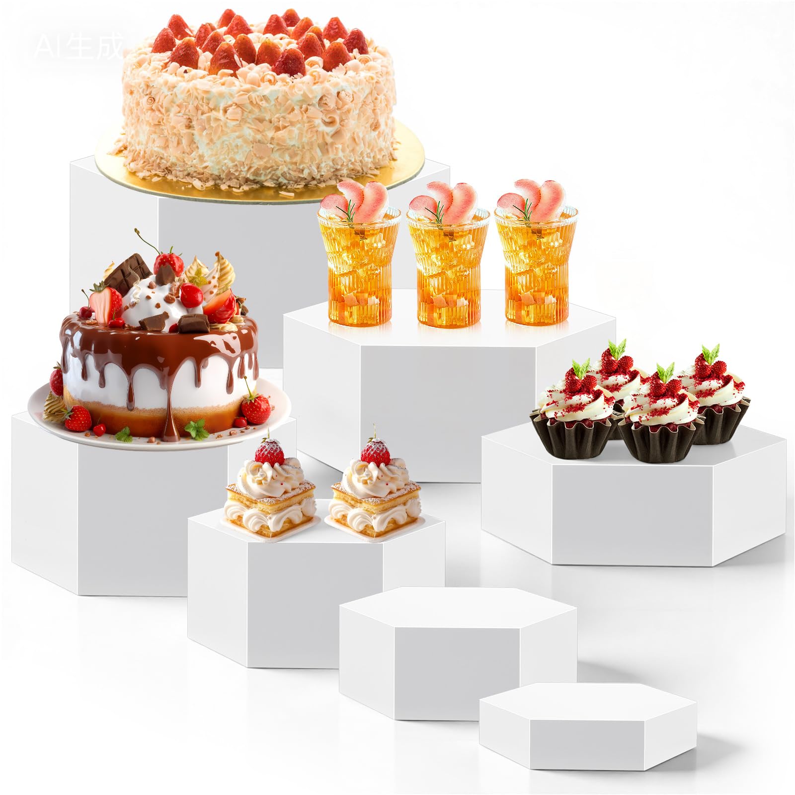 Acrylic Buffet Display Riser Set 7 Pcs Dessert Table Stand