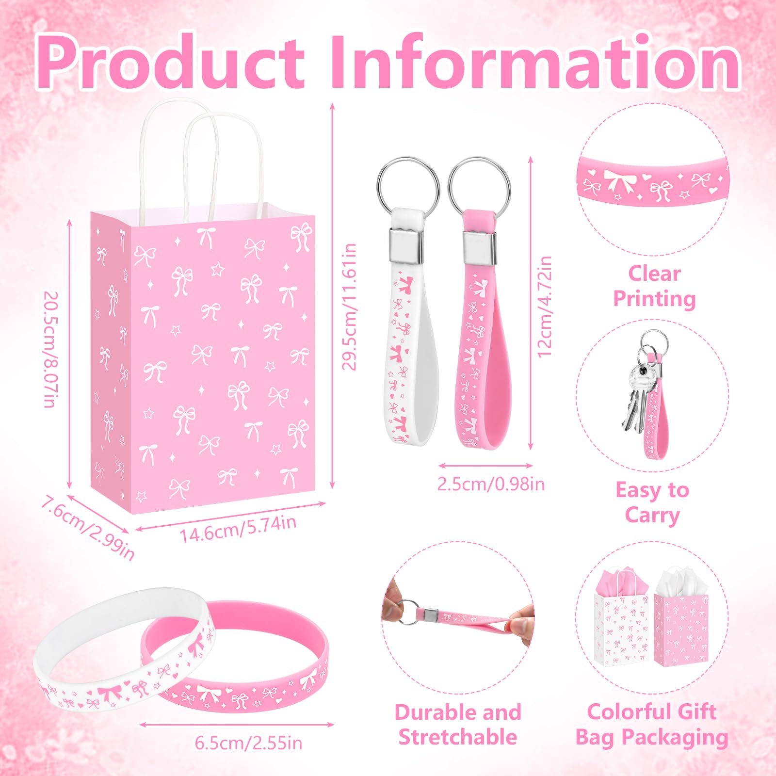 KaGrbves 20 Set Coquette Bow Gift for Girls Gathering Birthday Baby Shower