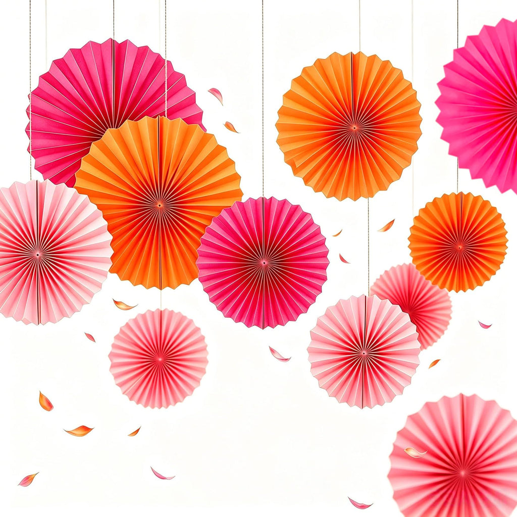 AimtoHome Paper Round Fan Set (12 Pcs)